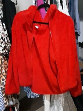 Old Navy Red Plush Teddy Jacket
